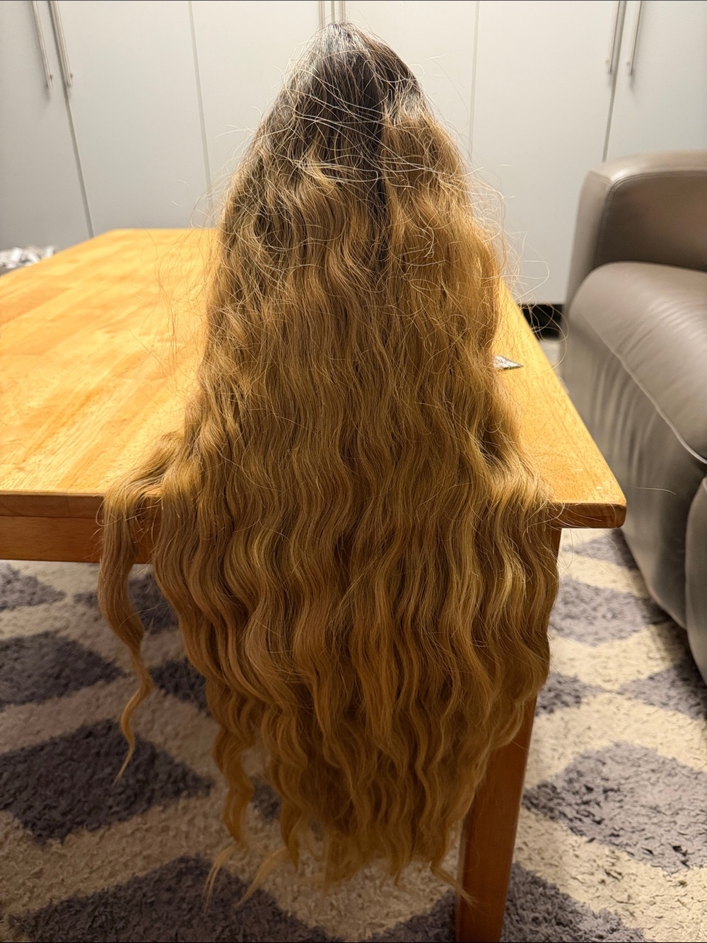Long Wavy Blonde Wig - Synthetic hair